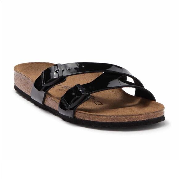 BIRKENSTOCK Yao Balance Black Patent Leather Sandals 36 Narrow - Picture 1 of 9